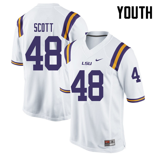 Youth #48 Dantrieze Scott LSU Tigers College Football Jerseys Sale-White